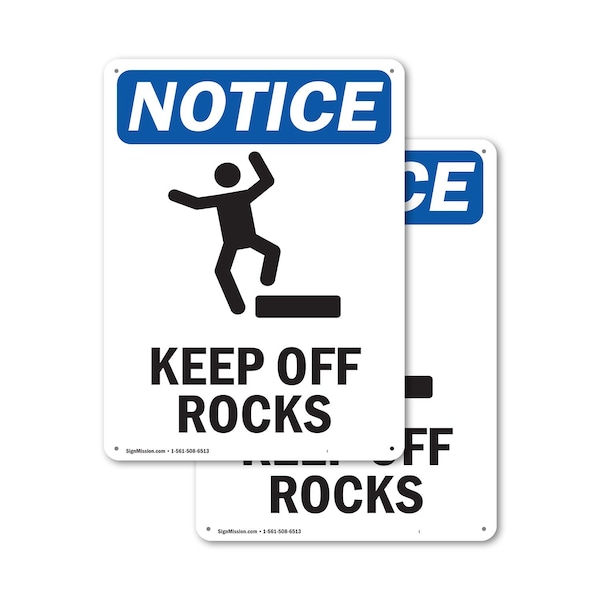 Signmission Keep Off Rocks, 7 in W x Rectangle, Plastic OS-2PACK-NS-P-710-V-13829 - main
